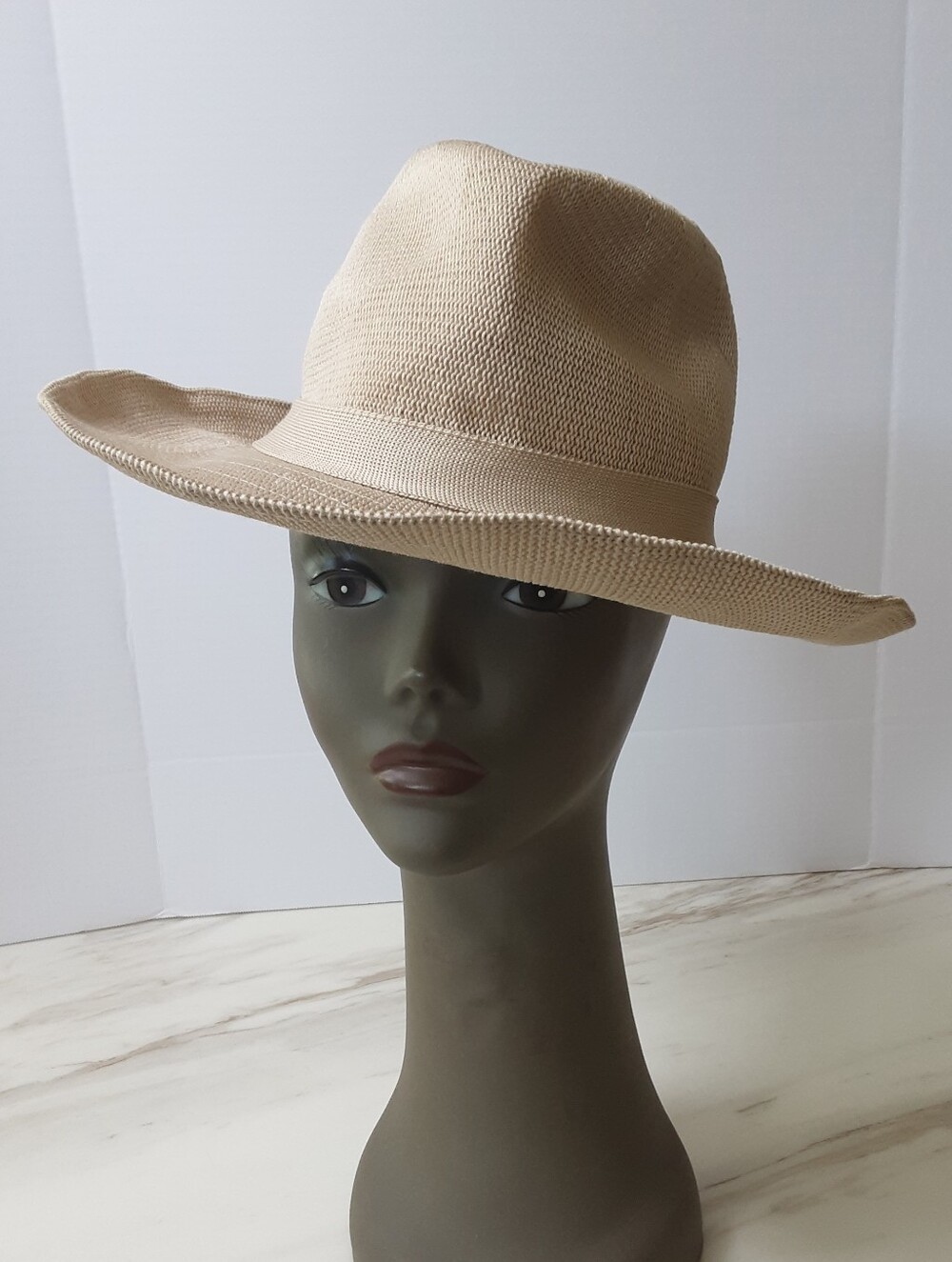SOMETHING SPECIAL Fedora Wide Brim Beige Paper Straw Hat - Packable - Unisex